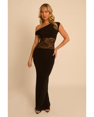 Rebellious Fashion Lace Asymmetric Maxi Dress - Natural