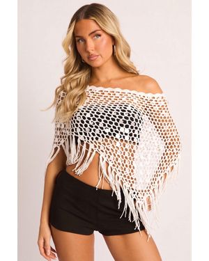 Rebellious Fashion Sequin Crochet Shawl - White