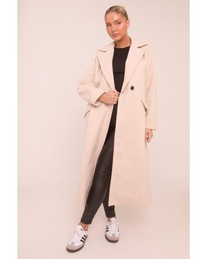 Rebellious Fashion Oversized Double Breasted Longline Coat - Pink