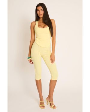 Rebellious Fashion Corset Top And Capri Pant Co-Ord Set - Yellow
