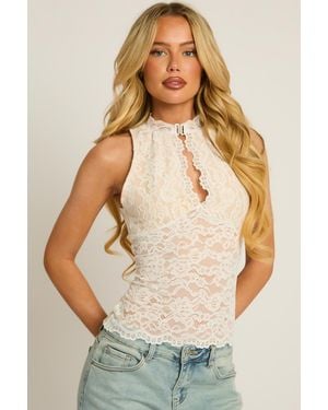 Rebellious Fashion Lace Cut Out Top - White