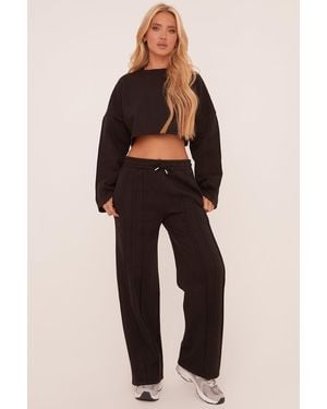 Rebellious Fashion Binding Detail Loungewear Co-Ord Set - Black