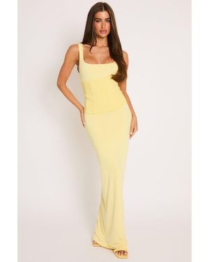 Rebellious Fashion 2-In-1 Corset Maxi Dress - Yellow