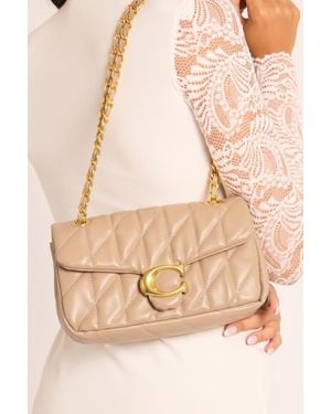 Rebellious Fashion Quilted Faux Leather Shoulder Bag - Natural