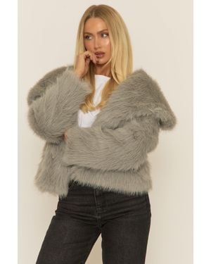 Rebellious Fashion Collared Faux Fur Coat - Natural