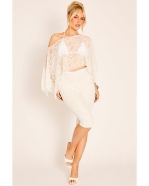 Rebellious Fashion Lace Capri Pant Co-Ord Set - Natural