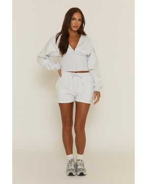 Rebellious Fashion Light Cinched Waist Hoodie And Short Lounge Co-Ord Set - Natural