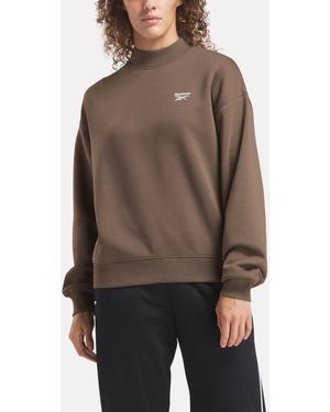 Reebok Identity Sl Fleece Mock Neck Top - Gray