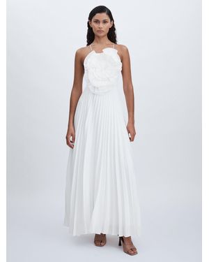 Acler Satin Pleated-Ruffle Dress - White