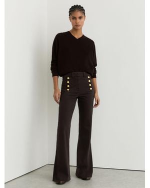 Reiss Button-Detail High-Rise Flared Jeans - Black