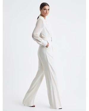 Reiss Flora Jumpsuit Sheer - White