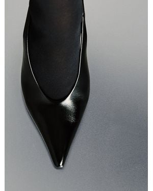 Reiss Leather Slingback Mid-Heel Court Shoes - Black