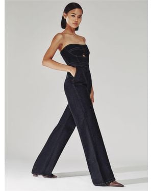 Reiss Strapless Wide Leg Denim Jumpsuit - Blue