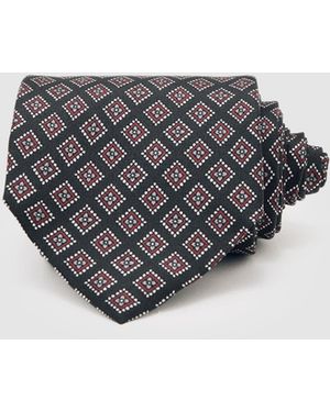 Reiss Bortolo - Charcoal/bordeaux Silk Floral Medallion-print Tie, One - Gray