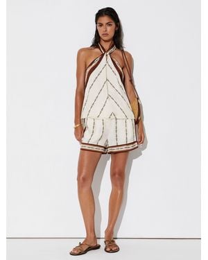 Reiss Chain-Print Halterneck Top - White