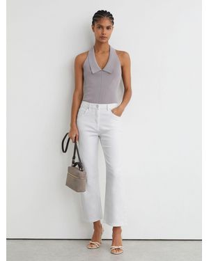 Reiss Selin - White Petite Mid Rise Straight Leg Jeans - Green