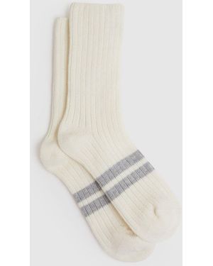 Reiss Carina Wool Blend Ribbed Crew Socks - White