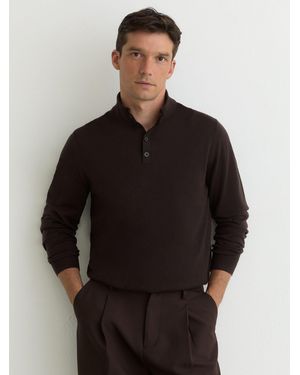 Reiss Wool Half-Button Funnel Sweater - Black
