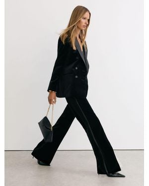 Reiss Velvet Flared Tuxedo Pants - Black