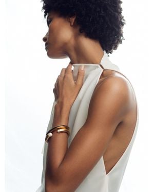 Reiss Alana - Gold Tone Alana Curve Faux-pearl Cuff, One - Blue