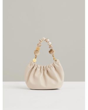 Reiss Erin - Off White Leather Bead-handle Pouch Bag, One - Natural