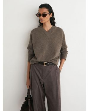 Reiss Wool-Cashmere V-Neck Sweater - Gray