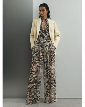 ATELIER Animal-Print Wide-Leg Pants - Gray