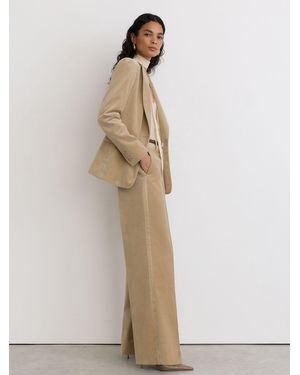 Reiss Velvet Flared Pintuck Suit Pants - Natural