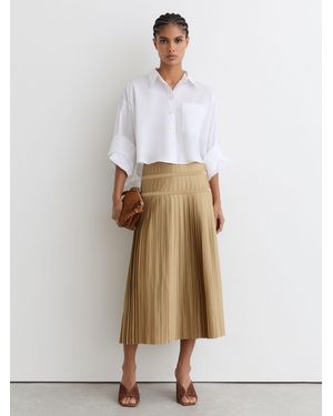 Reiss Pleated Midi Skirt - White