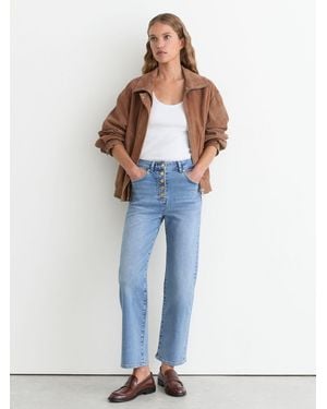 Reiss Light Lana Straight-Leg Cropped Jeans - Blue