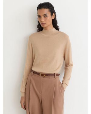 Reiss Ultra-Soft Merino Wool High-Neck Sweater - Natural
