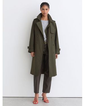 Reiss Hooded Insert Trench Coat - Green