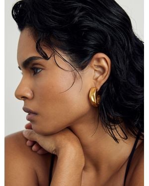 Reiss Halle - Gold Tone Halle Sculpted Hoop Earrings, One - Black