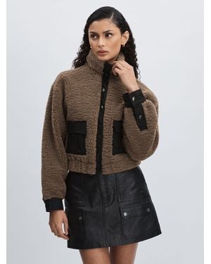 PAIGE Cocoa Faux-shearling Press Stud Jacket - Brown