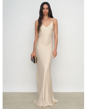 Reiss Textured Jacquard Maxi Slip Dress - White