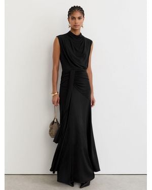 Reiss Draped High-Neck Sleeveless Maxi Dress - Black