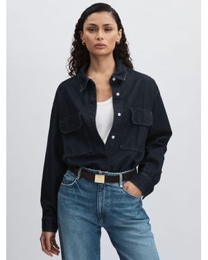 GOOD AMERICAN Dark Indigo Oversized Denim Shirt - Blue