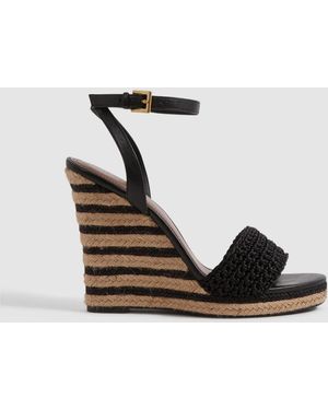 The Selene Black Leather Wedge Heel Women Shoe