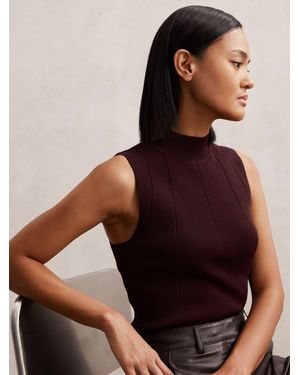 Reiss High Neck Sleeveless Top - Brown