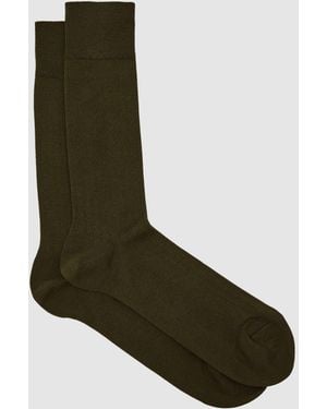 Reiss Fela Cotton-Blend Ribbed Socks - Green
