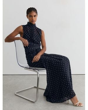 Reiss Stacey Polka-Dot Print Sleeveless Maxi Dress - Blue