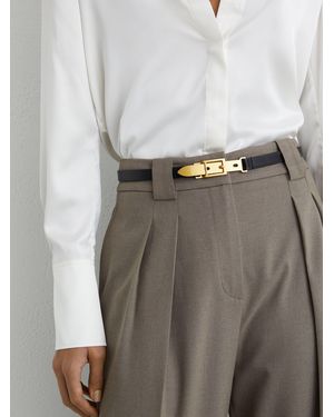 Reiss Leather Buckle-Hardware Belt - Black