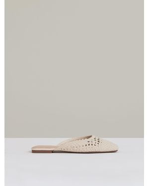 Reiss Woven Slip-On Mules - Natural