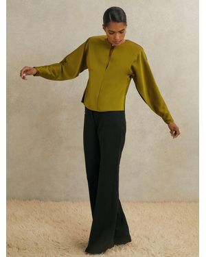 Reiss Atelier Satin Turn-Lock Top - Green