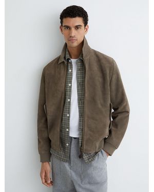 Reiss Suede Zip-Through Jacket - Gray
