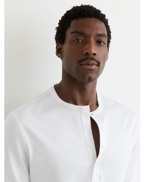Reiss Airwater-Cotton Jersey Henley T-Shirt - White