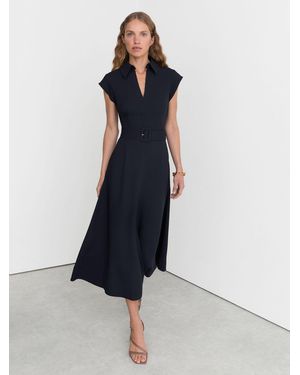 Reiss Collared Belted Midi Dress - Blue