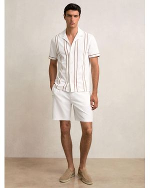 Reiss Angus - White Textured Drawstring Shorts, Xxl - Natural