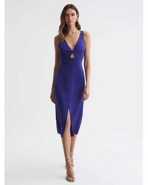 Reiss Pia - Purple Bodycon Cut-out Midi Dress, Us 4 - Blue