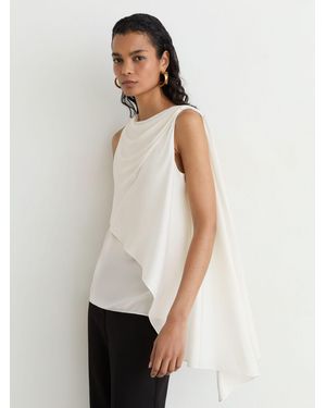 Reiss Silk-Blend Draped Sleeveless Top - White